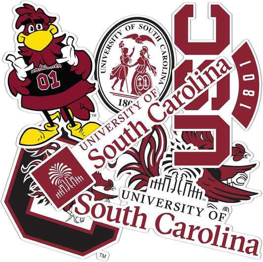 Desert Cactus University of South Carolina Gamecocks USC Cocky Sticker Vinyl Decals Laptop Water Bottle Car Scrapbook Sheet T2 (Type 2-3)