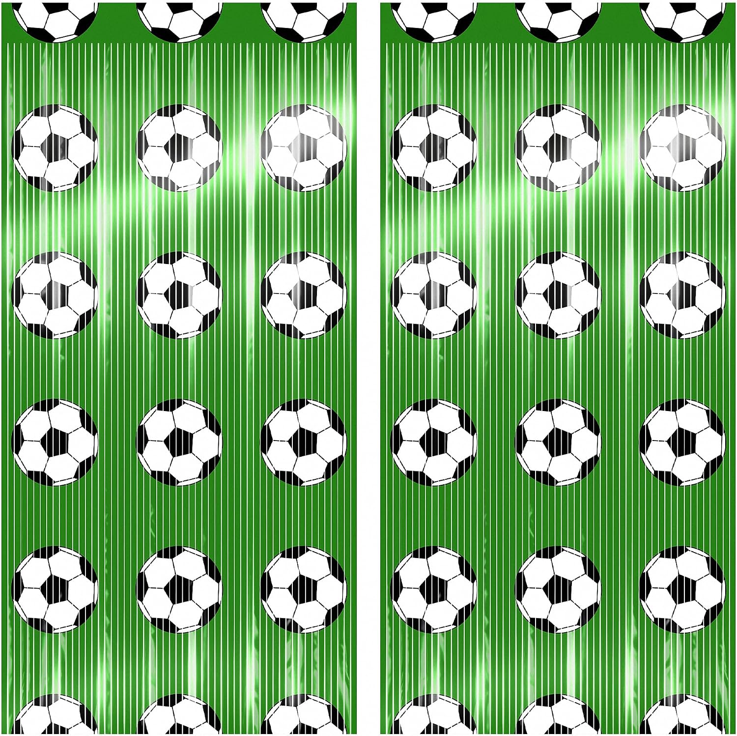 HOOSUN World Cup 2026 Decorations,2 Pack Soccer Birthday Party Decorations Backdrop,Soccer Party Decor Tinsel Foil Fringe Curtains,3.3 x 6.6 Ft Soccer Party Photo Backdrop for Wall,Door,Photo Booth