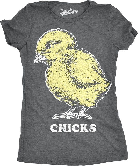 Womens Vintage Chicks Funny Cute Easter Sunday Holiday Retro Bunny T Shirt