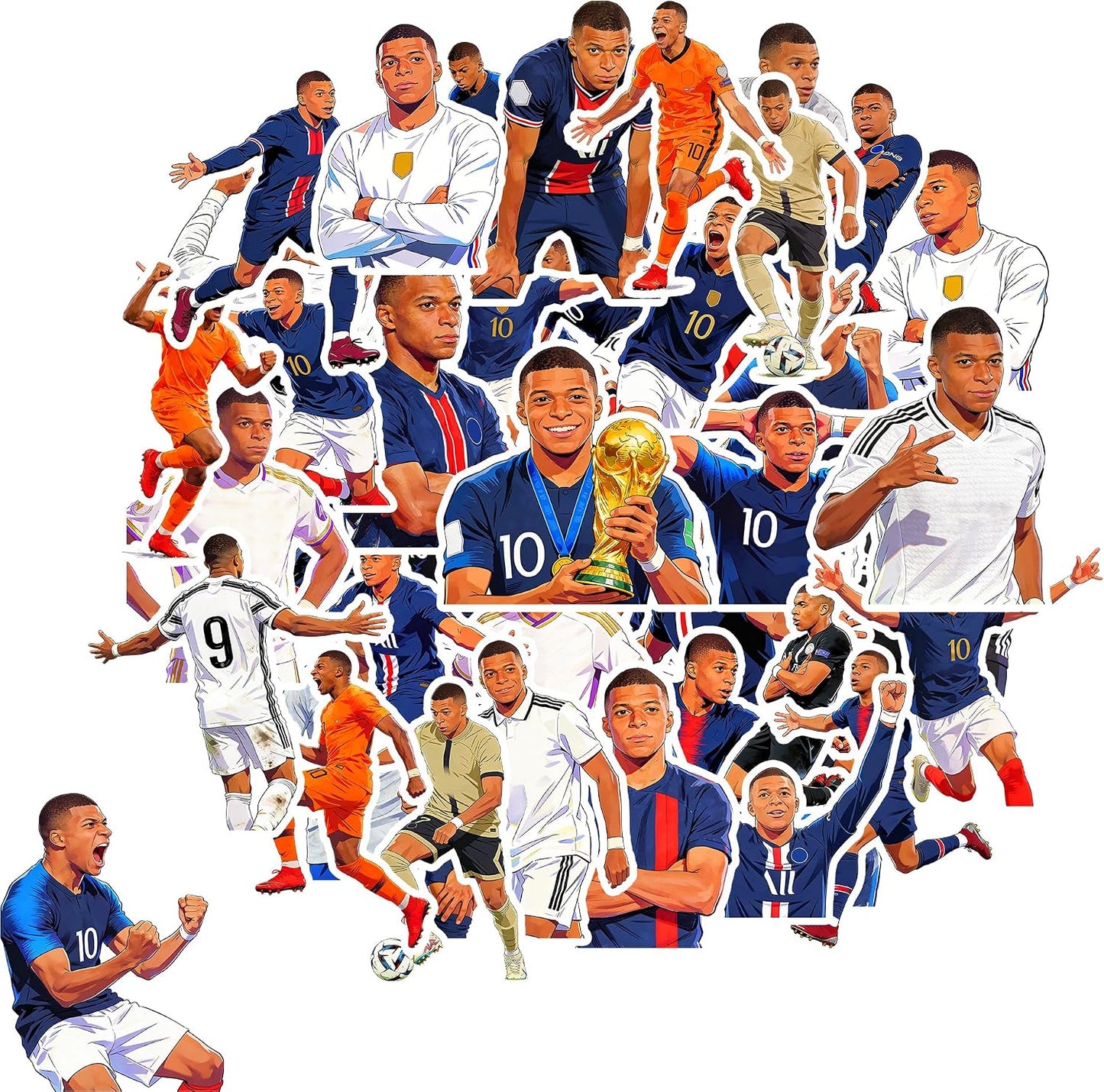 Soccer Stickers Mbappe World Cup Football for Water Bottle Gift Vinyl Waterproof Stickers Boys Girls Teens