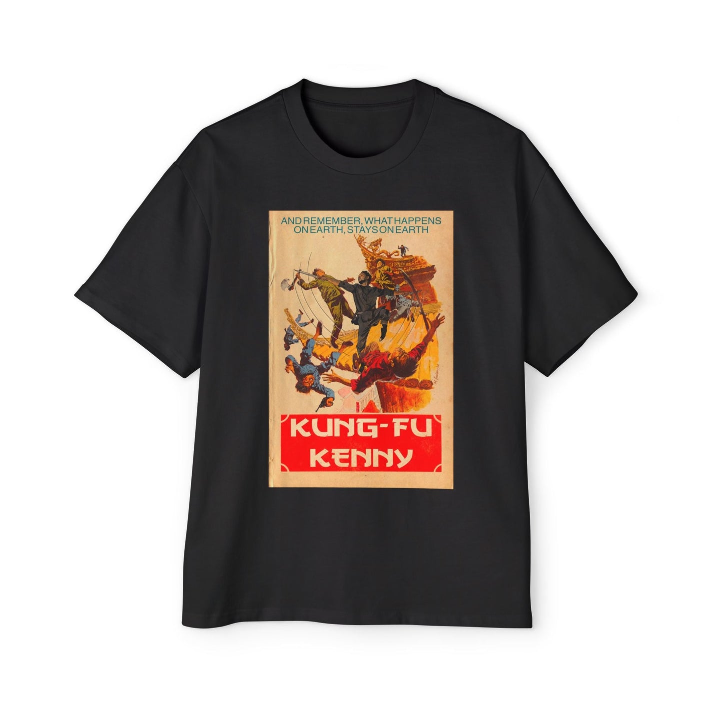 Kung-Fu Kenny - Men's Heavy Oversized Tee - clothing by TeeHivey.com (Image 4)