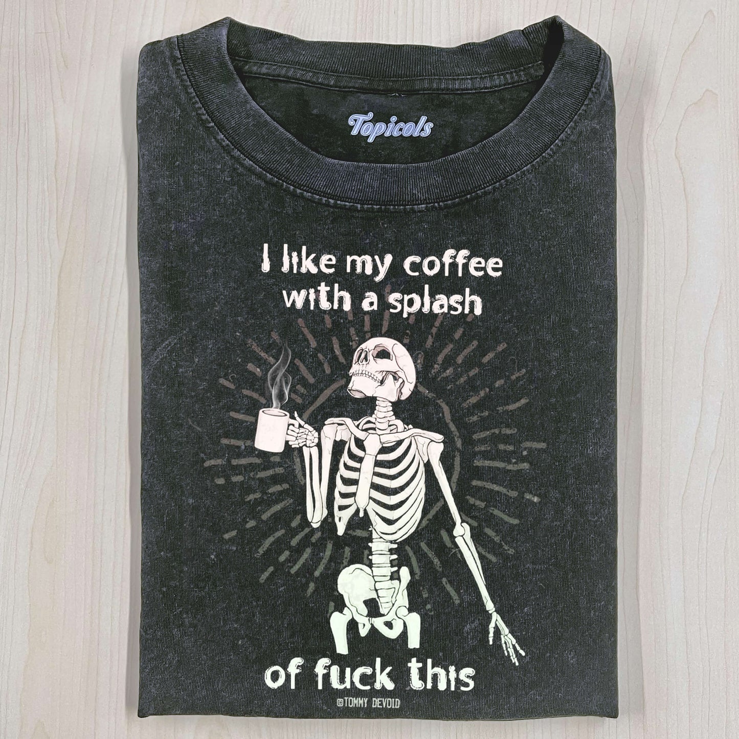 SKELETON DRINKING COFFEE T-SHIRTSÂ