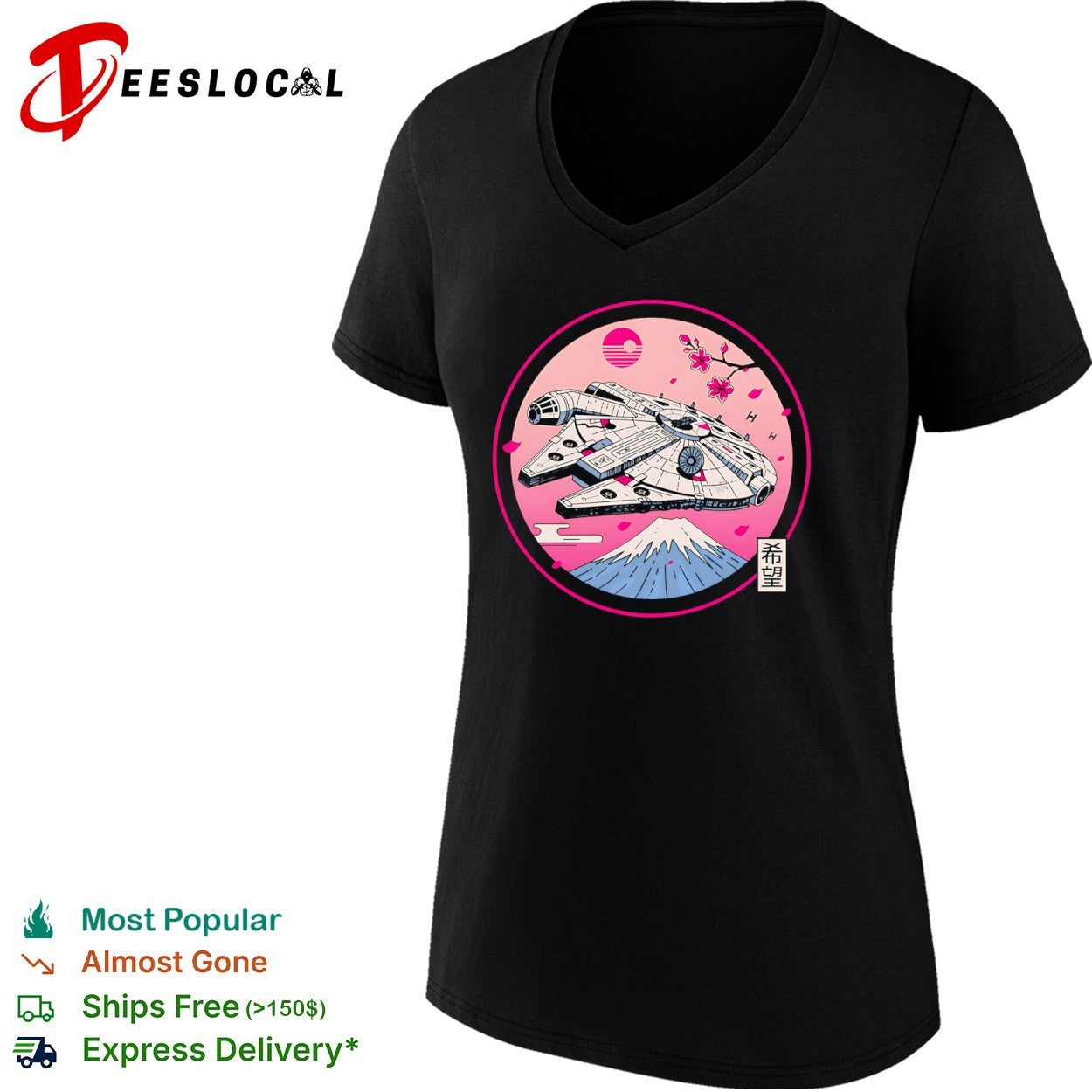 A Japanese style design featuring the Millennium Falcon shirt