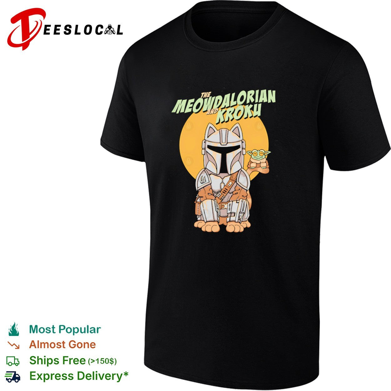 A cat bounty hunter and his frog foundling Meowdalorian and Kroku shirt