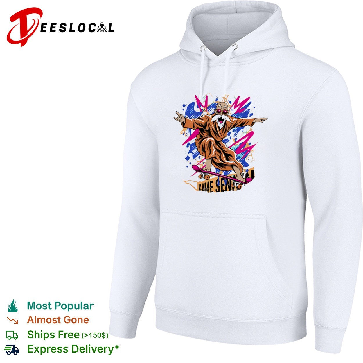 A skateboarding Master Roshi Shaolin Skate Sage shirt