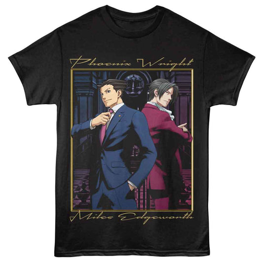 Ace Attorney - Wright And Edgeworth - American Classics - Black Solid Adult Short Sleeve T-Shirt