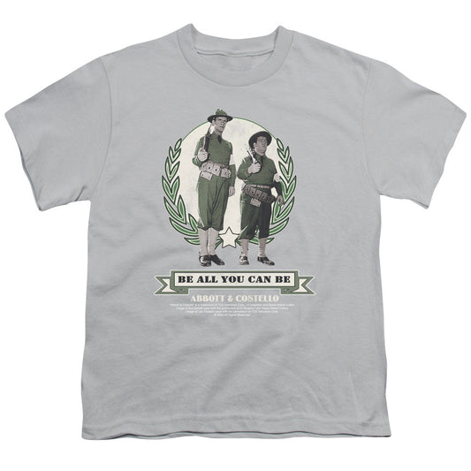 Abbott & Costello Be All You Can Be Kids Youth T Shirt Silver