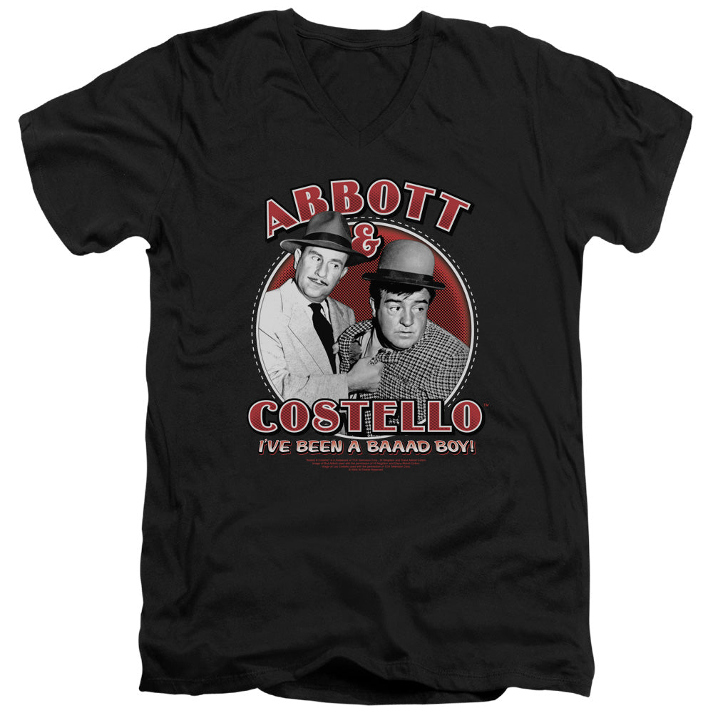 Abbott & Costello Bad Boy Mens Slim Fit V-Neck T Shirt Black