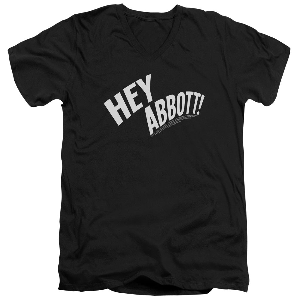 Abbott & Costello Hey Abbott Mens Slim Fit V-Neck T Shirt Black