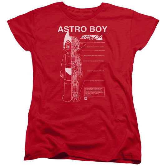 Astro Boy Schematics Womens T Shirt Red - clothing by TeeHivey.com
