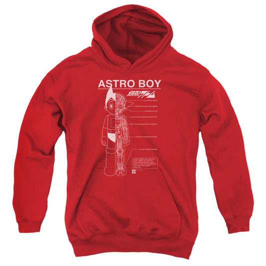 Astro Boy Schematics Kids Youth Hoodie Red - clothing by TeeHivey.com