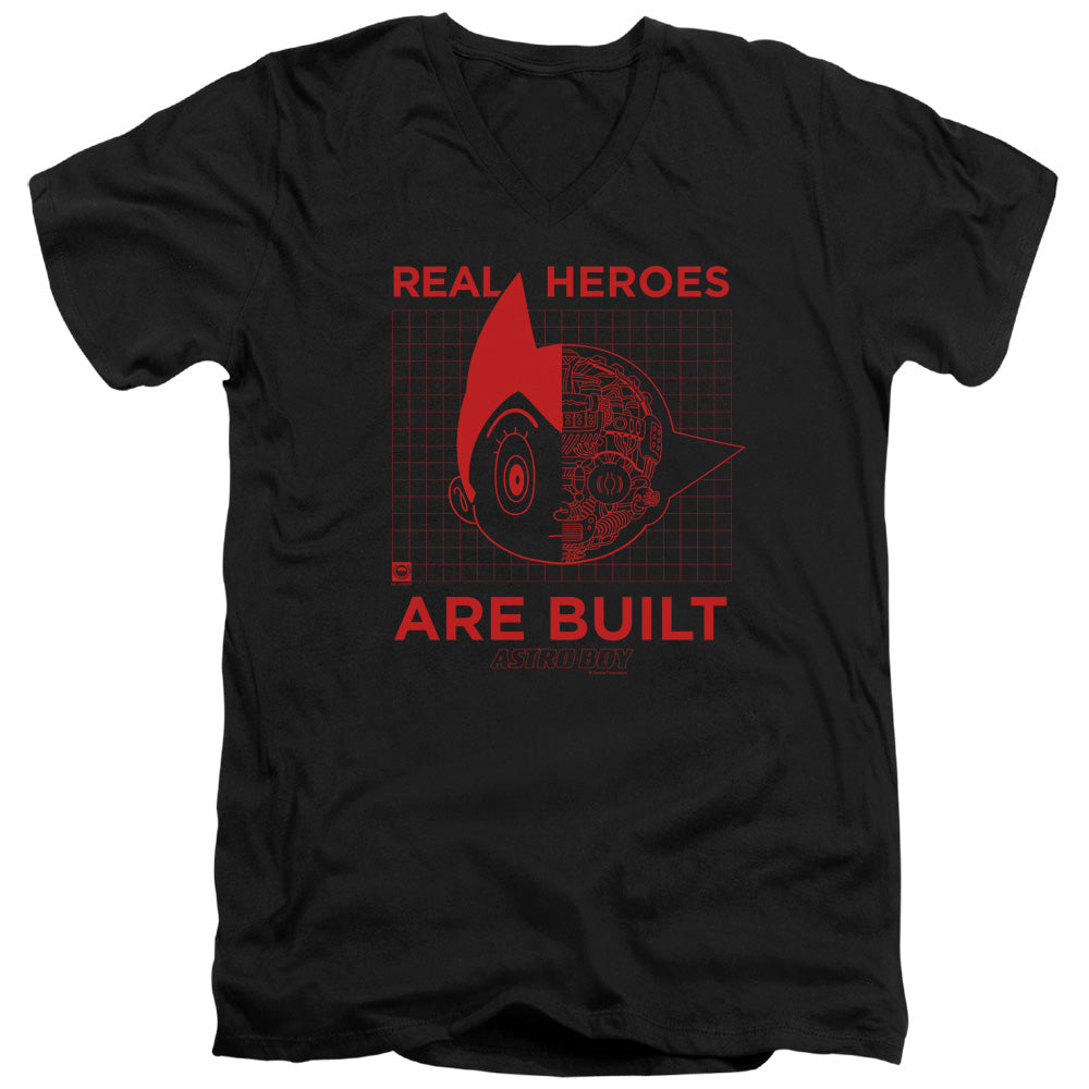 Astro Boy Real Hero Mens Slim Fit V Neck T Shirt Black - clothing by TeeHivey.com