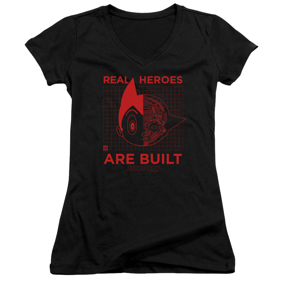 Astro Boy Real Hero Junior Sheer Cap Sleeve V Neck Womens T Shirt Black - clothing by TeeHivey.com