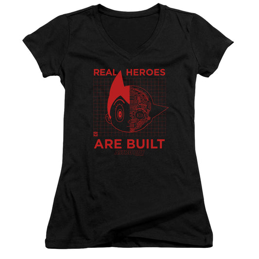 Astro Boy Real Hero Junior Sheer Cap Sleeve V Neck Womens T Shirt Black - clothing by TeeHivey.com