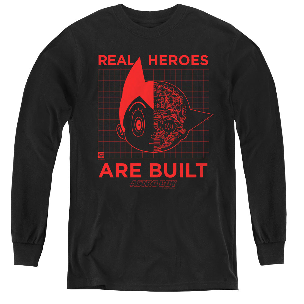 Astro Boy Real Hero Long Sleeve Kids Youth T Shirt Black - clothing by TeeHivey.com