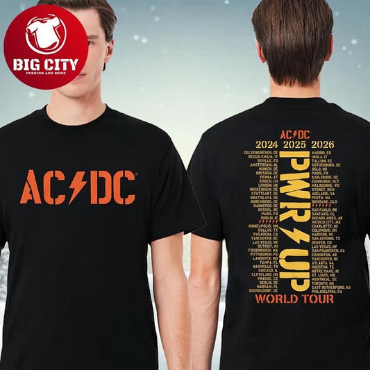 AC DC PWR UP World Tour Dates And Places 2024-2026 Two Sided Shirt