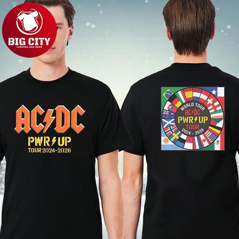 AC DC PWR UP World Tour Flags 2024-2026 Two Sided Shirt