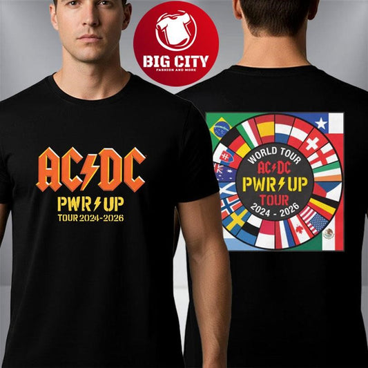 ACDC Pwr Up World Tour 2024 2026 Flags Two Sided Shirt