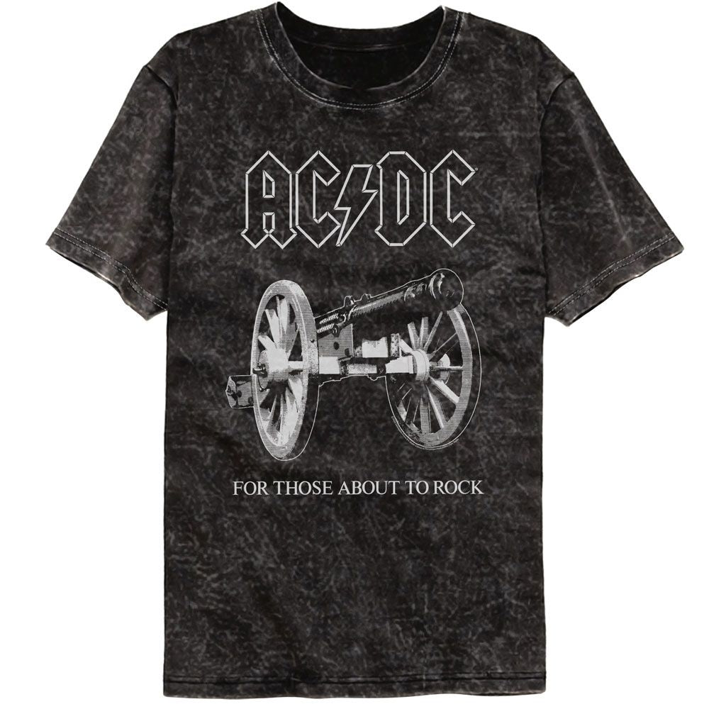 ACDC - About To Rock - American Classics - Solid Black Adult Short Sleeve Mineral Wash T-Shirt