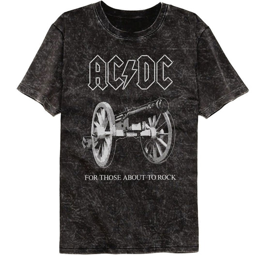 ACDC - About To Rock - American Classics - Solid Black Adult Short Sleeve Mineral Wash T-Shirt