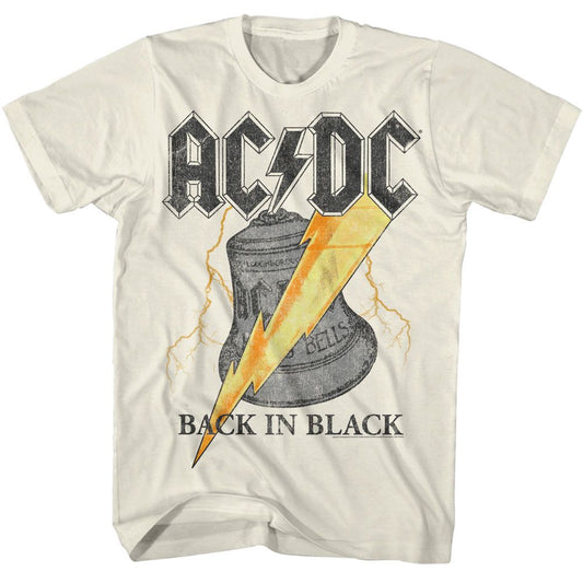 ACDC - Back In Black Hell Bell - American Classics - Solid Off-White Adult Short Sleeve T-Shirt