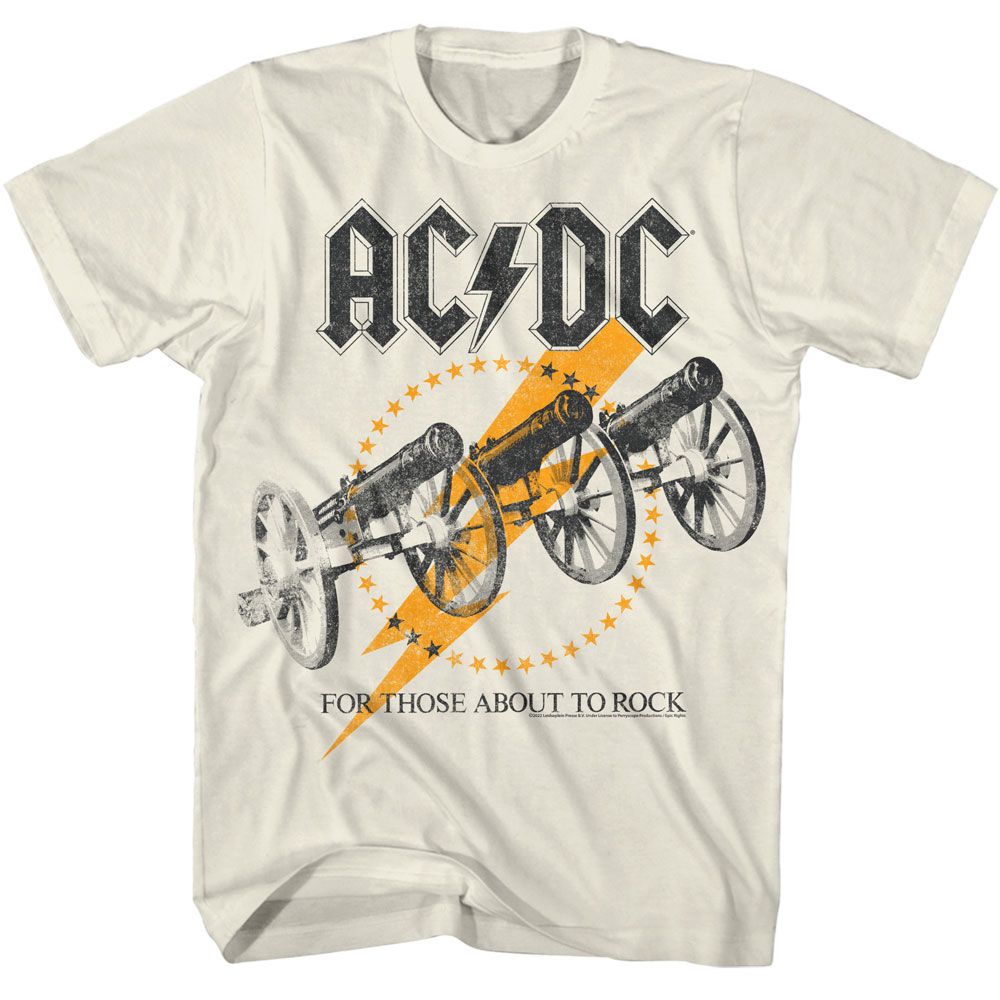 ACDC - Flashy Cannons - American Classics - Solid Off-White Adult Short Sleeve T-Shirt