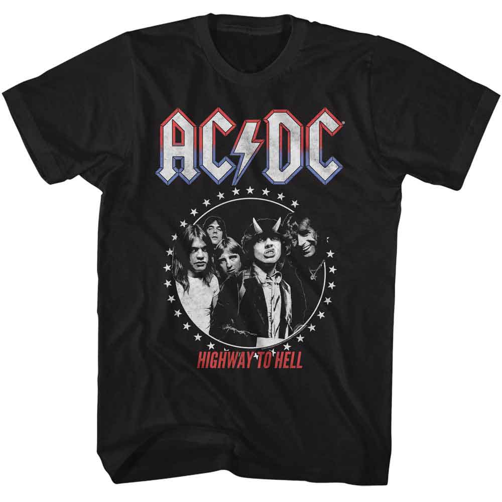 ACDC - Americana Star Circle - Officially Licensed American Classics - Front Print Solid Adult Short Sleeve T-Shirt