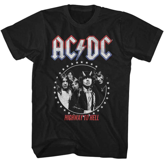 ACDC - Americana Star Circle - Officially Licensed American Classics - Front Print Solid Adult Short Sleeve T-Shirt