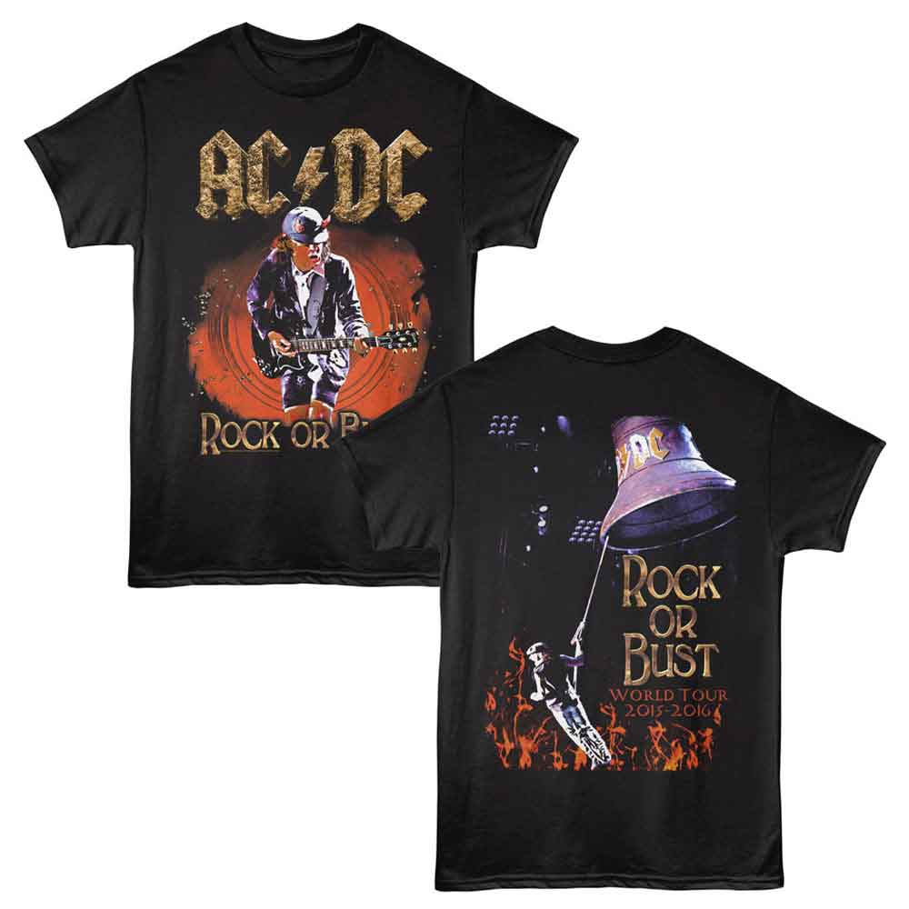 ACDC - Rock Or Bust - American Classics - Black Solid Adult Short Sleeve T-Shirt