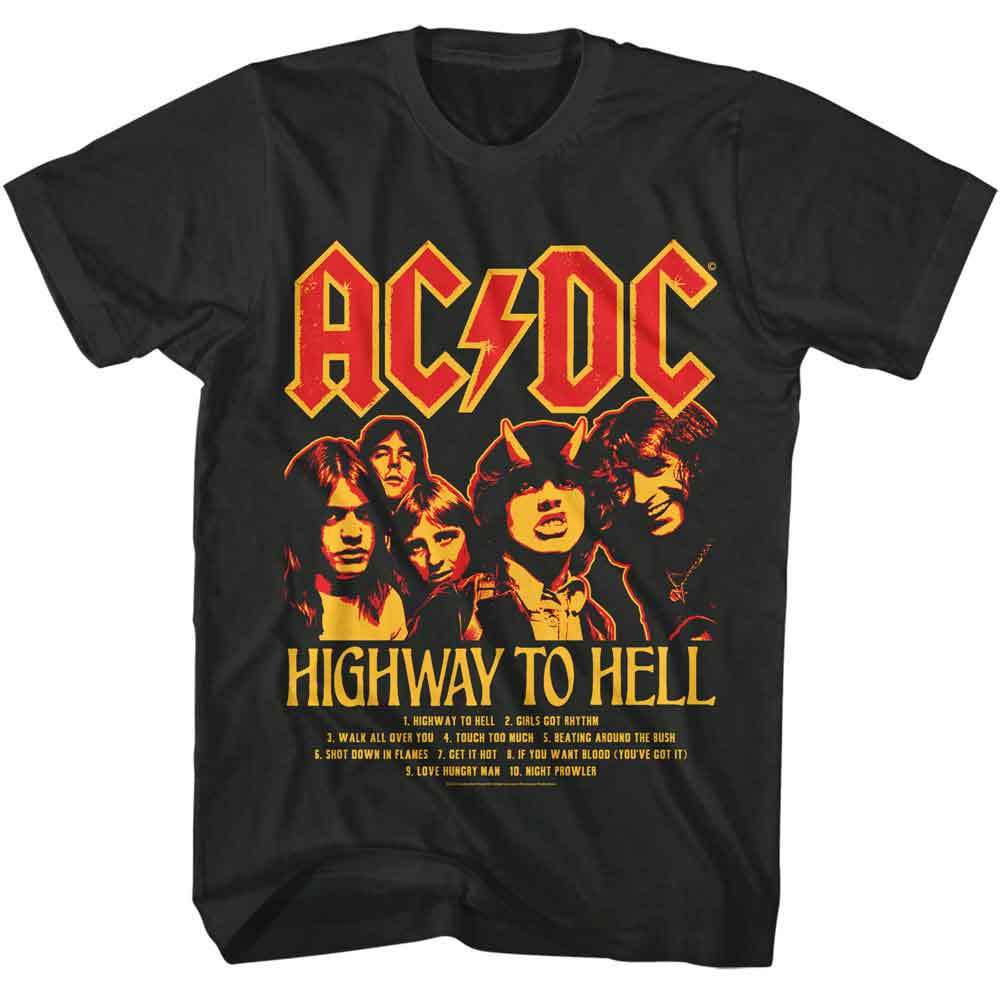 ACDC - Highway To Hell Track List - American Classics - Gray Front Print Adult Short Sleeve T-Shirt