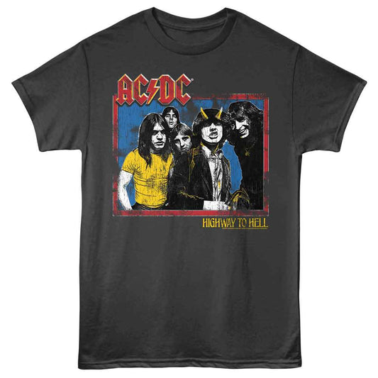 ACDC - Highway Again - Officially Licensed - Gray Solid Front Print Adult Short Sleeve T-Shirt