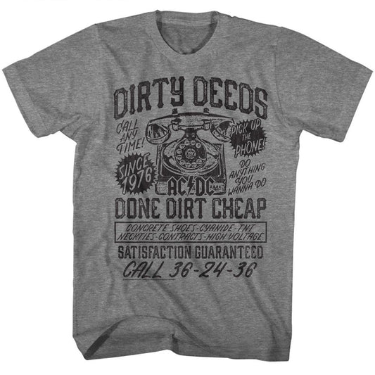 ACDC - Dirty Deeds - Short Sleeve - Heather - Adult - T-Shirt