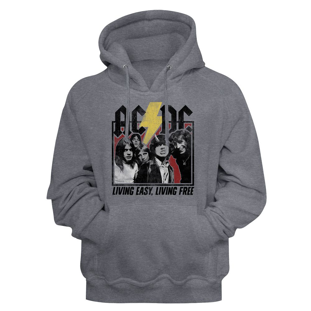 ACDC - Living Easy Living Free - Long Sleeve - Heather - Adult - Hoodie