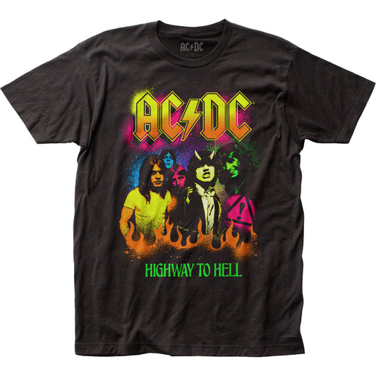 AC/DC Neon Highway To Hell Mens T Shirt Black