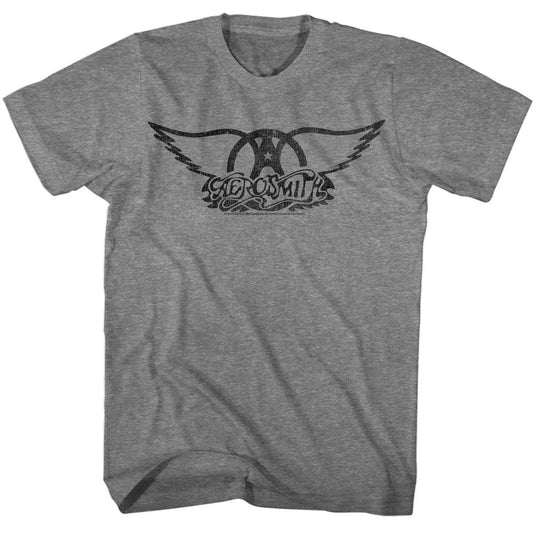 Aerosmith - Black Logo - American Classics - Heather Gray Adult Short Sleeve T-Shirt
