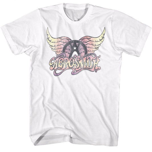 Aerosmith - Faded Pinks - American Classics - Solid White Adult Short Sleeve T-Shirt