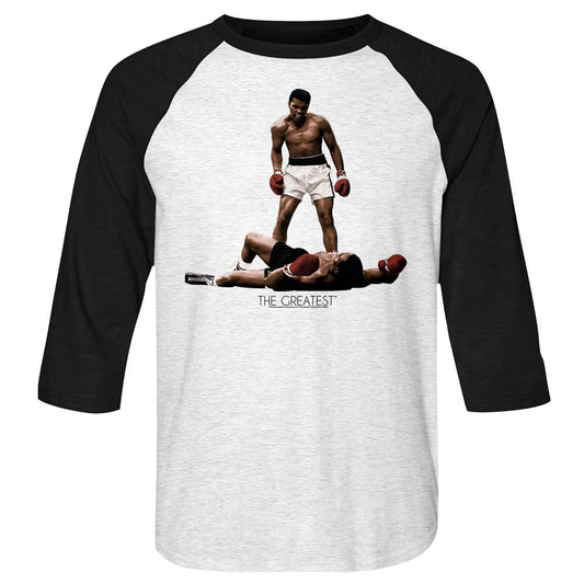 Muhammad Ali - Ali Over Liston - 3/4 Sleeve - Heather - Adult - Raglan Shirt - clothing by TeeHivey.com