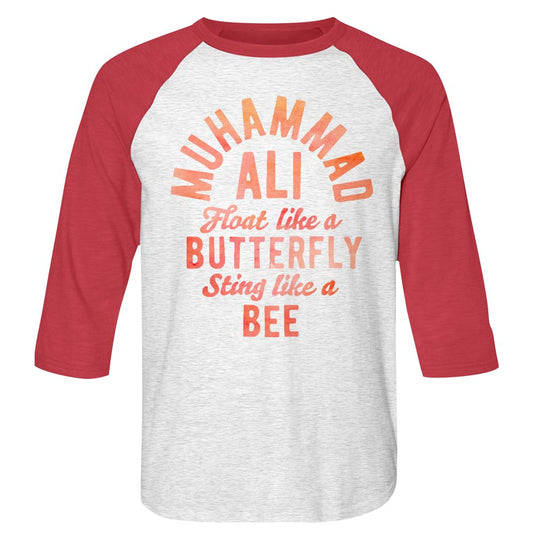 Muhammad Ali - Butterfly & Bee - 3/4 Sleeve - Heather - Adult - Raglan Shirt - clothing by TeeHivey.com