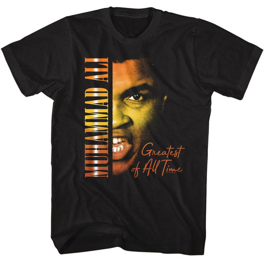 Muhammad Ali - Warm Gradients - American Classics - Solid Black Adult Short Sleeve T-Shirt (Image 1)