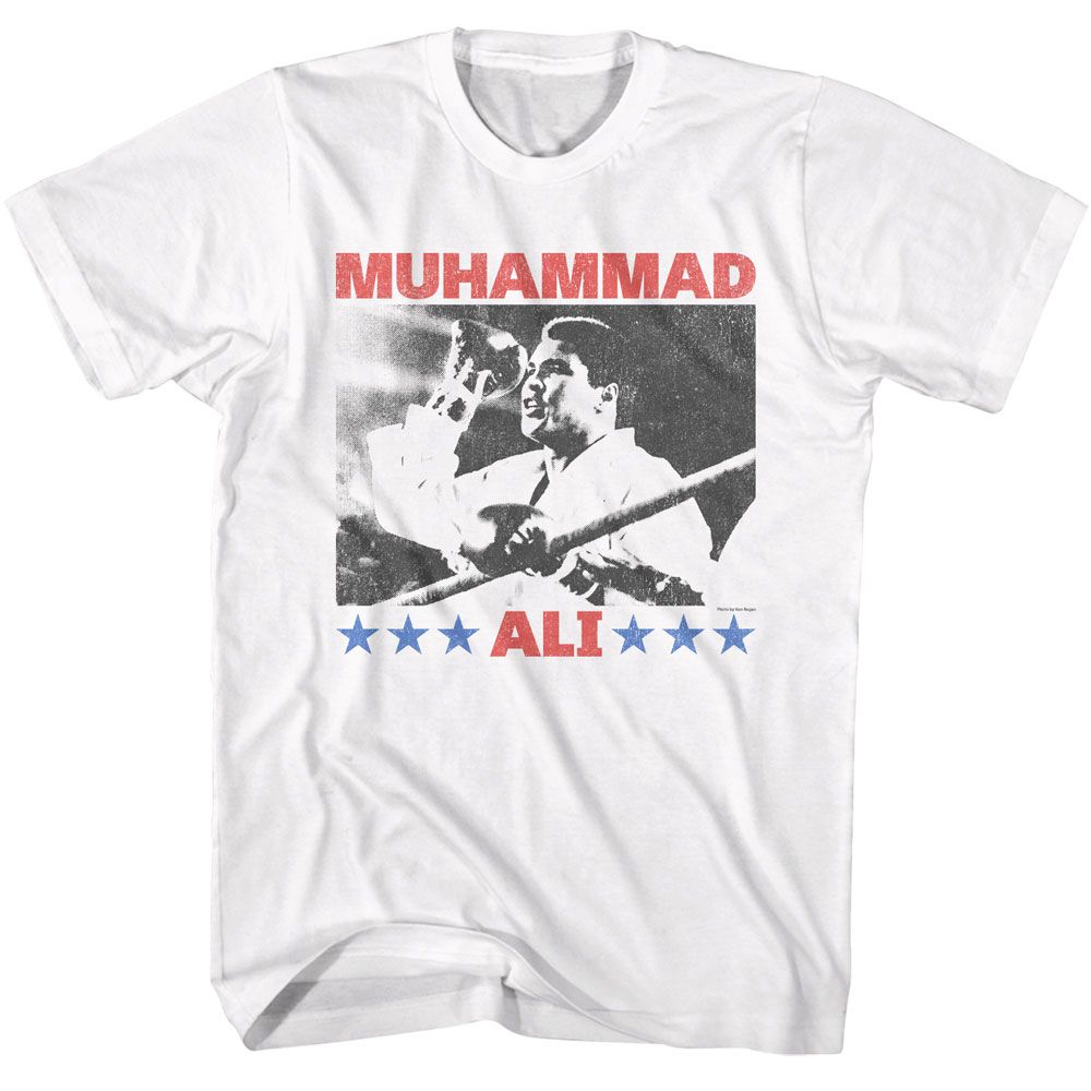 Muhammad Ali - Raising Fist - American Classics - Solid White Adult Short Sleeve T-Shirt - clothing by TeeHivey.com (Image 1)