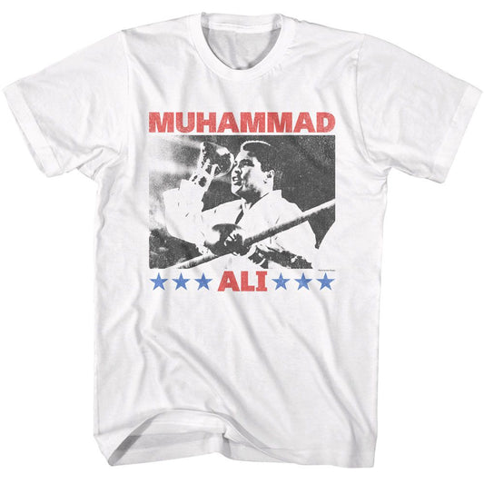 Muhammad Ali - Raising Fist - American Classics - Solid White Adult Short Sleeve T-Shirt - clothing by TeeHivey.com (Image 1)