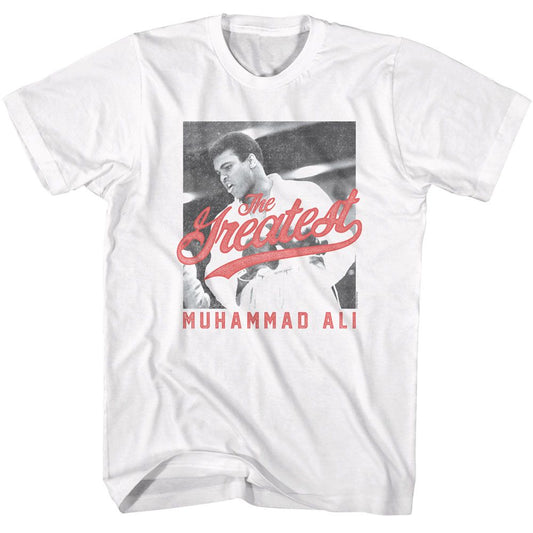 Muhammad Ali - The Greatest Black & White - American Classics - Solid White Adult Short Sleeve T-Shirt (Image 1)