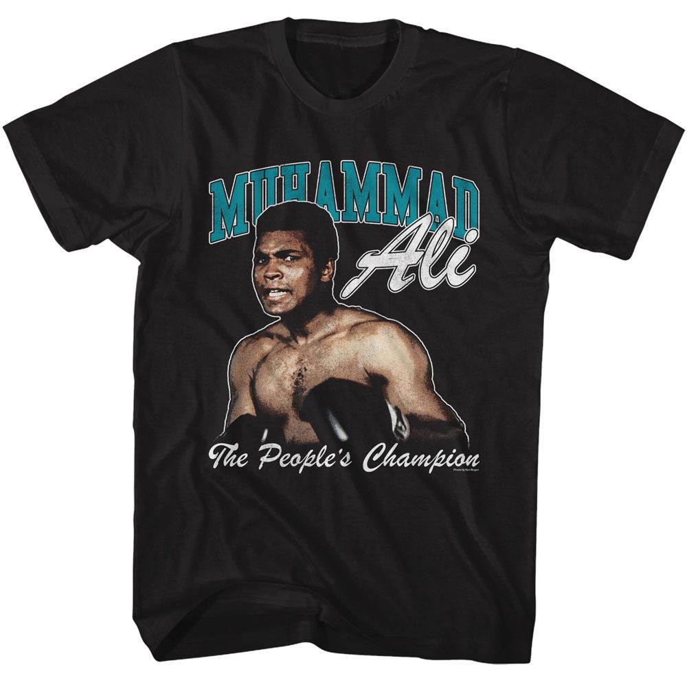 Muhammad Ali - The Peoples Champ - American Classics - Solid Black Adult Short Sleeve T-Shirt (Image 1)