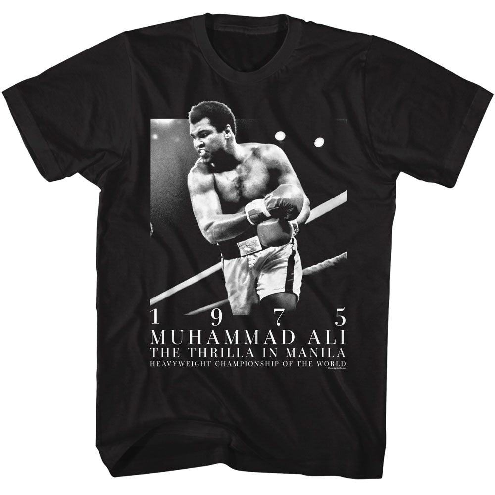 Muhammad Ali - 75 Manila - American Classics - Solid Black Adult Short Sleeve T-Shirt