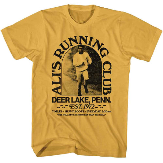 Muhammad Ali - Running Club - American Classics - Solid Yellow Adult Short Sleeve T-Shirt (Image 1)