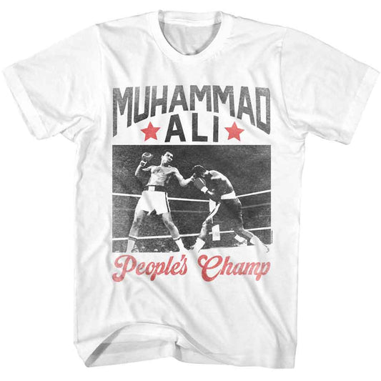 Muhammad Ali - Heavyweight Peoples Champ - American Classics - White Solid Adult Short Sleeve T-Shirt