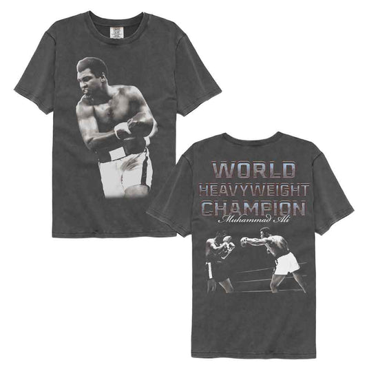 Muhammad Ali - World Champ Shadows - American Classics - Gray Solid Adult Short Sleeve Comfort Color T-Shirt (Image 1)