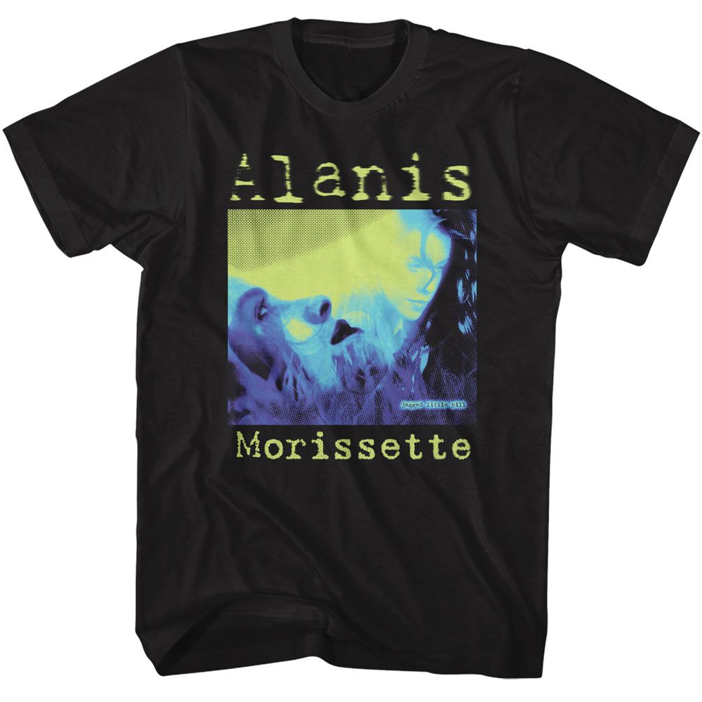 Alanis Morissette - Tricolor Jagged Little Pill - American Classics - Solid Black Adult Short Sleeve T-Shirt
