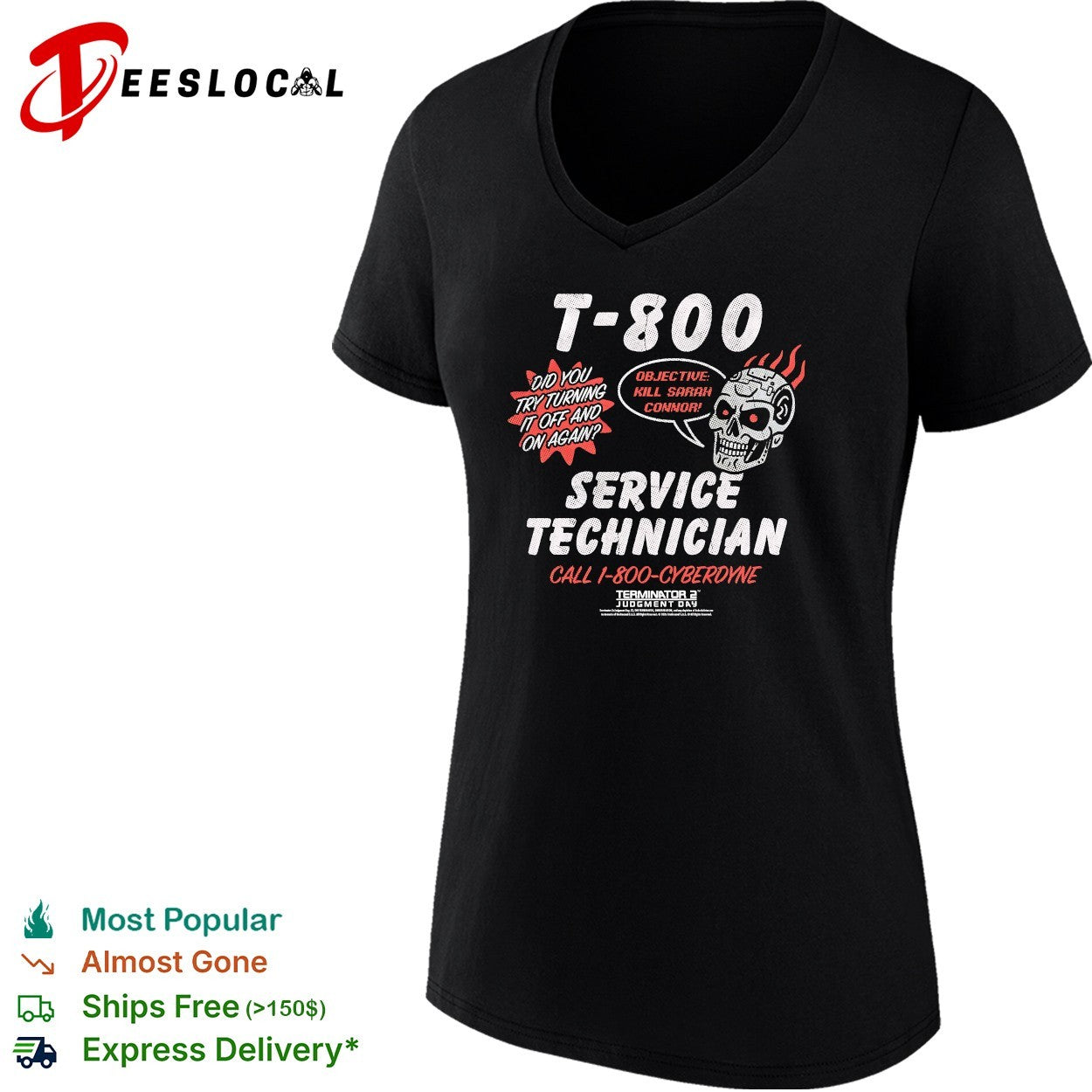 T-800 service technician Terminator 2 Judgment Day skull flames shirt