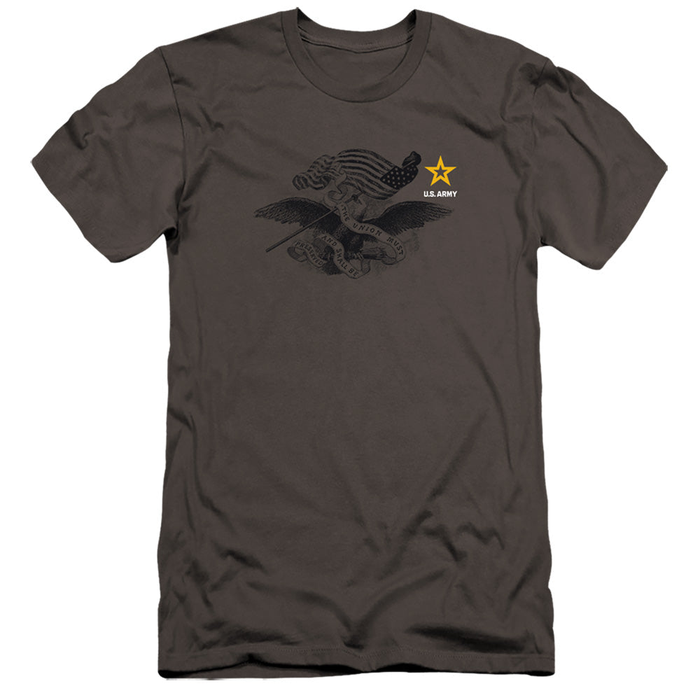 Army Left Chest Premium Bella Canvas Slim Fit Mens T Shirt Charcoal - clothing by TeeHivey.com (Image 2)